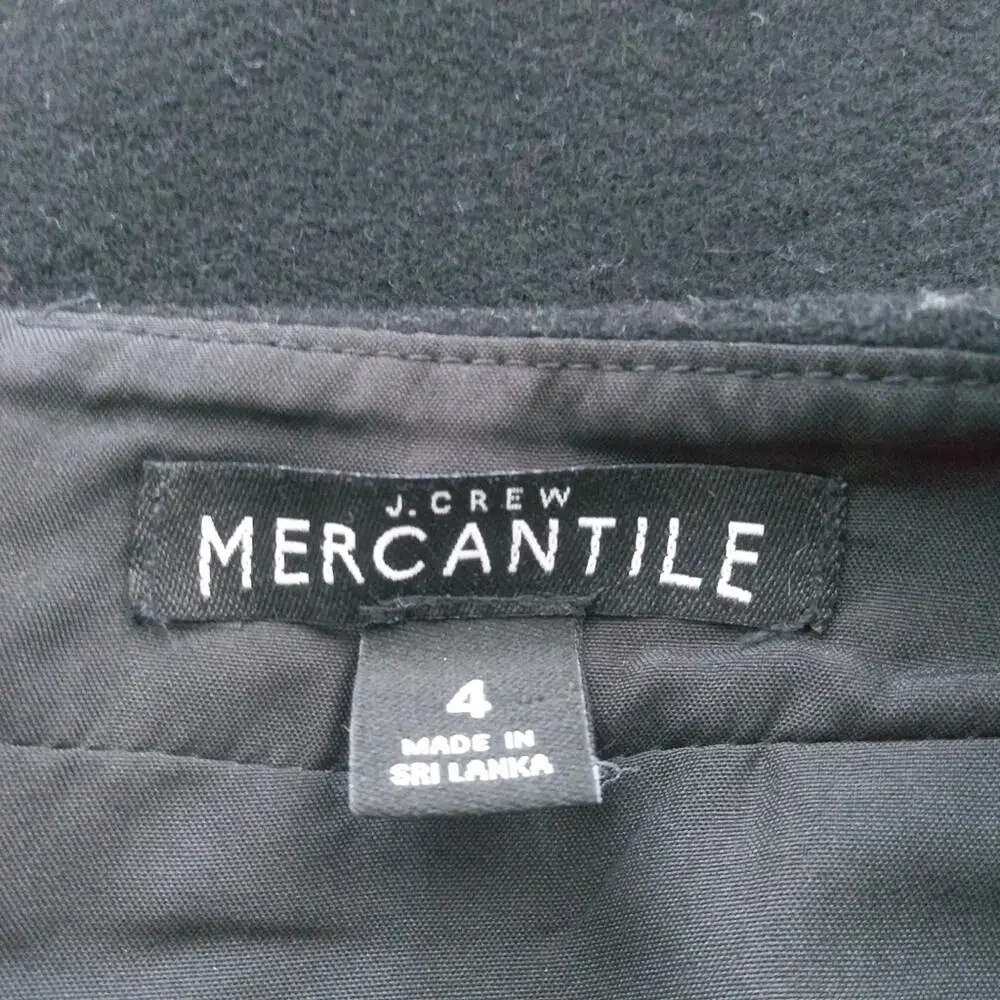 J.Crew Black Ruffle-Front Mini Skirt in Double-Serge Wool Item J6191 Size 4
